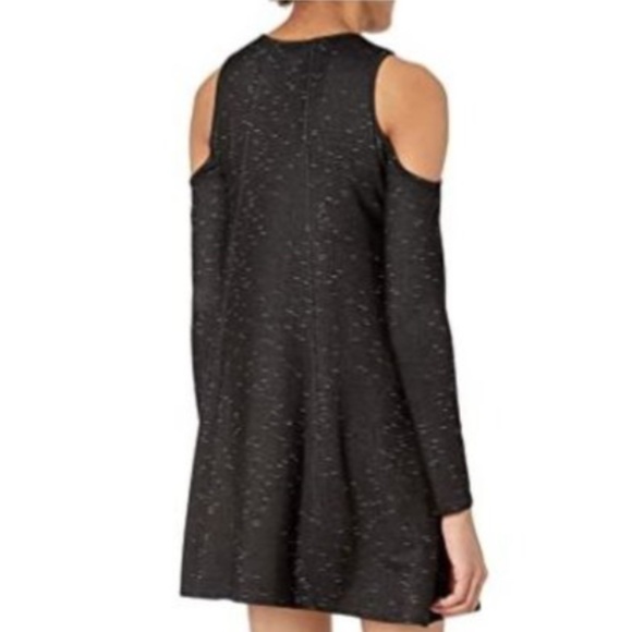 BCBGeneration Black Heathered Cold Shoulder Long Sleeve Dress Size M NWOT - Picture 3 of 4